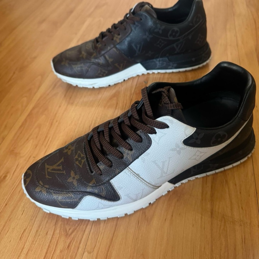 Louis Vuitton Black and White Sneakers with Textured Fabric, Size US 9.5